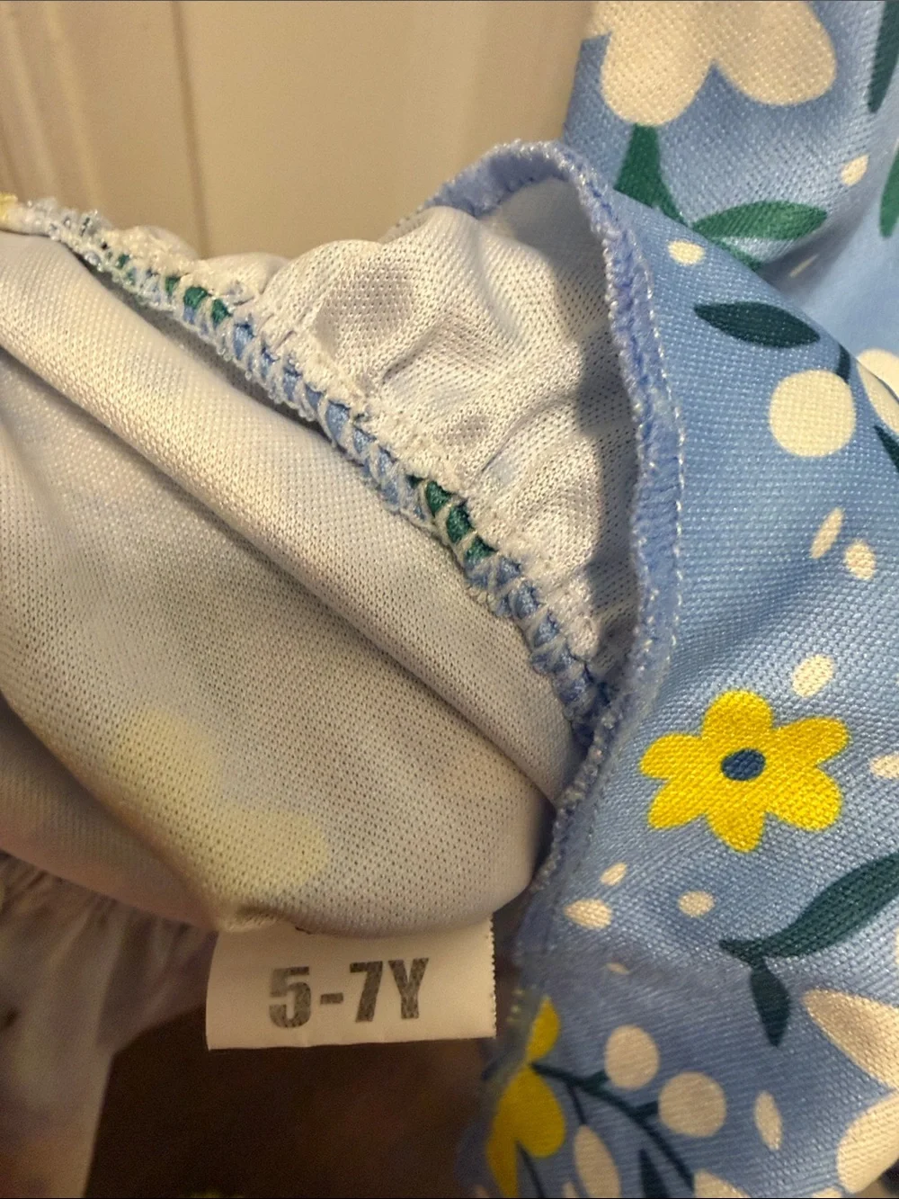 5T-7T Light Blue Floral Ruffle-Hem Dress